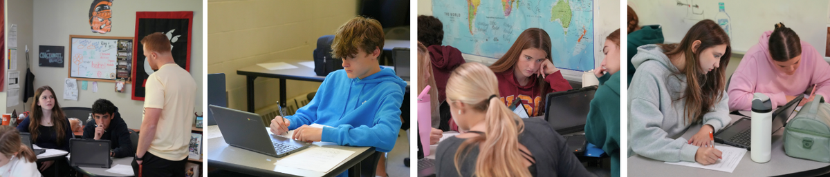 four photos of Mr. Calder's class